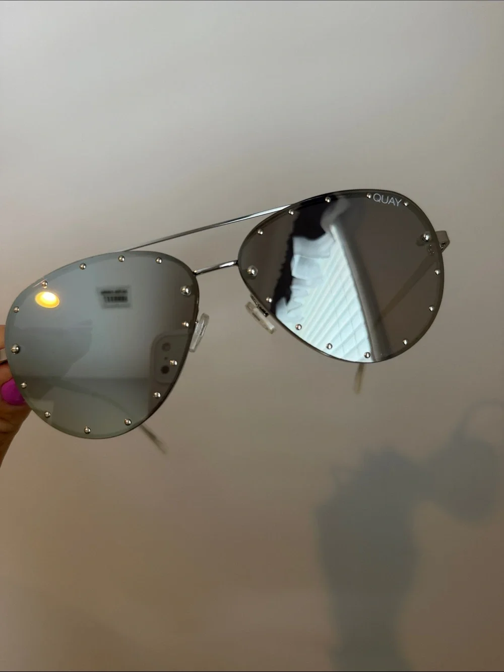 OUAI x Jaclyn Hill Studded Aviator Sunglasses - Silver Mirror